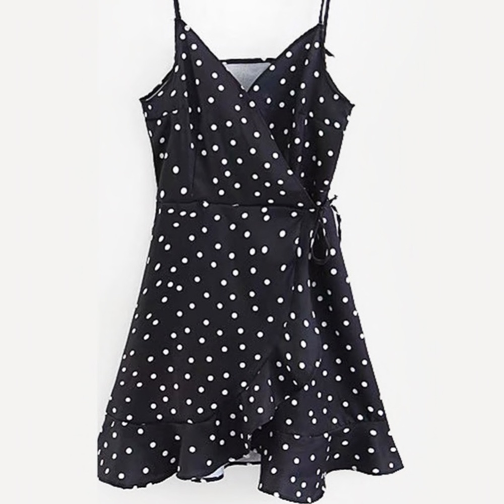Black and white polka dot sun dress Small